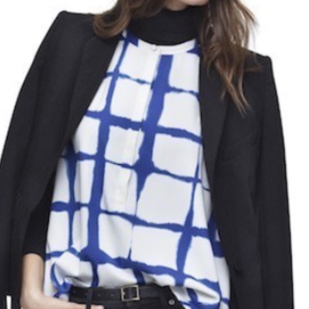 Adam Lippes for Target Blue Grid Blouse